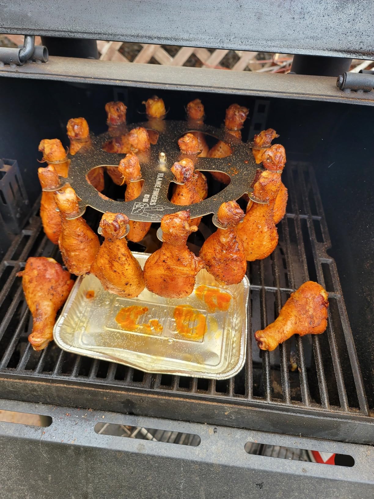 Rotating Patented Chicken Drumstick Rack for Grill - Holds 18 Legs, No Flipping BBQ Rack for Even Cooking, Stainless Steel for Smokers, Grills & Ovens customer photo 1