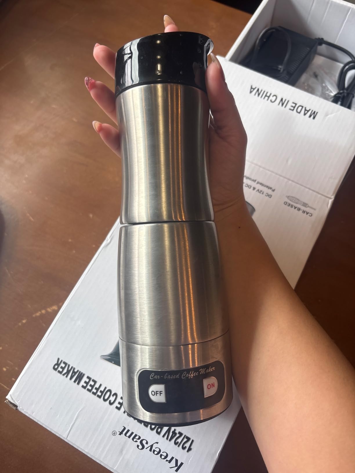 12V Coffee Maker for Car, Portable Coffee Maker with 24V for Truck, Stainless Steel Self-Heating 150ml Car Espresso Machine for Camping, RV, Travel customer photo 2