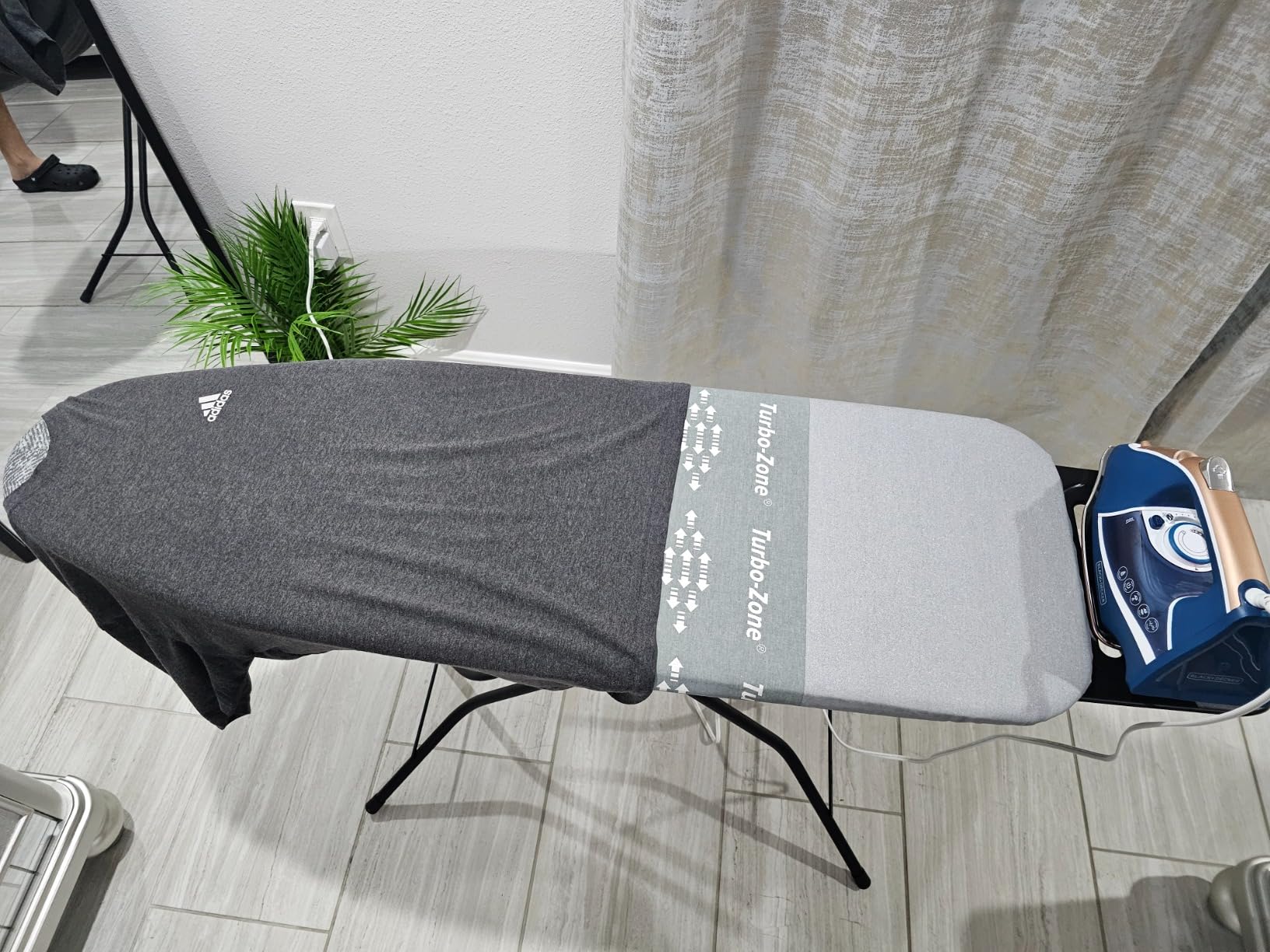 Bartnelli by Rorets Classic Ironing Board with New Patent EZ-Glide Technology, Made in Europe, Premium Iron Board with Iron Rest, 4 Layer Cover, 13x43 Surface, Height Adjustable to 36