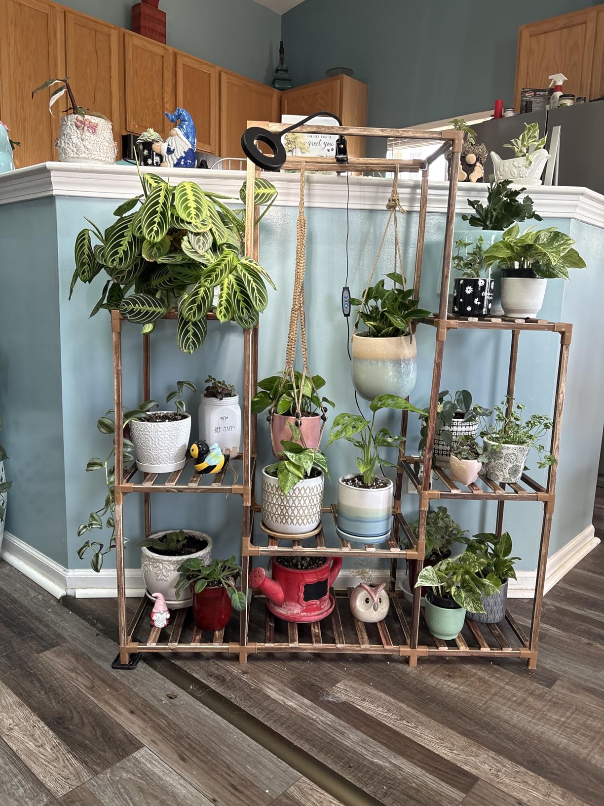 Uneedem Plant Stand Indoor Outdoor, Tall Plant Shelf for Multiple Plants, 10 tiers 11 Pot Large Plants Holder Rack Wood Plant Shelves for Room Corner Balcony Garden Patio customer photo 2
