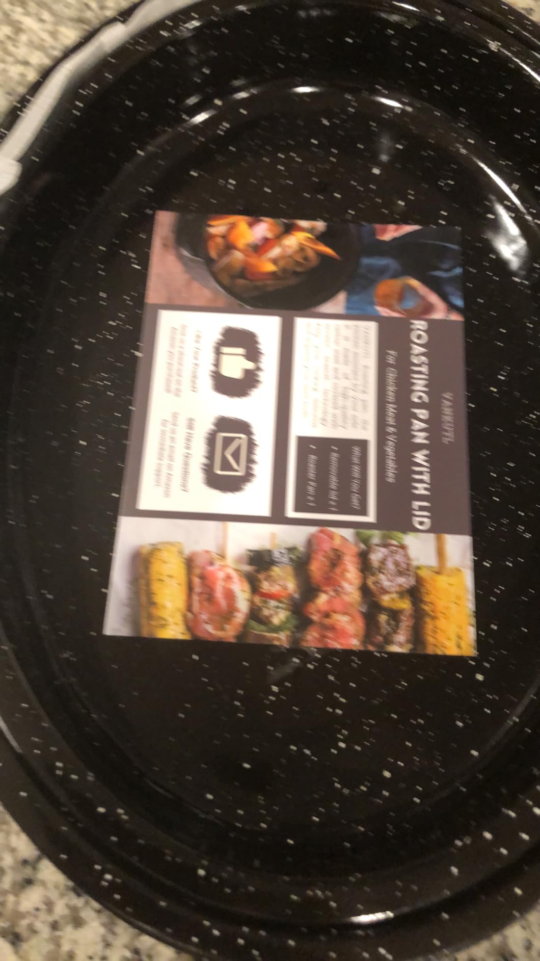 16 Inch Roasting Pan with Lid - Covered Oval Roaster - Enamel Carbon Steel Roaster Pot - Excellent Heat Distribution and Non-sticky - for Turkey Chicken Meat & Vegetables -Birthday and Holiday gifts customer photo 2