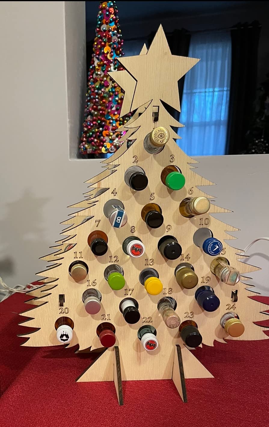 Alcohol Advent Calendar 2025 Adults - Unique Wooden Christmas Countdown Calendar Holds Mini Alcohol Bottles for Whiskey, Bourbon, Gin, Rum, or Wine - Display Only customer photo 1