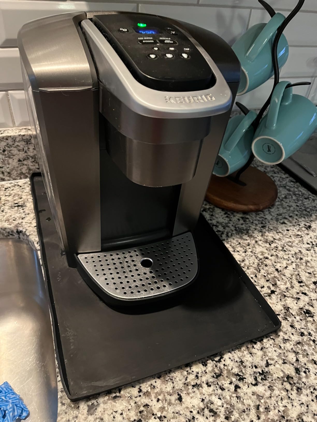 Silicone Mat Under Coffee Machine With Lip Coffee Maker Appliance Automatic Machines Espresso Accessory Black Multifunctional Rubber Base Mat (18.9 x 11.8) customer photo 2