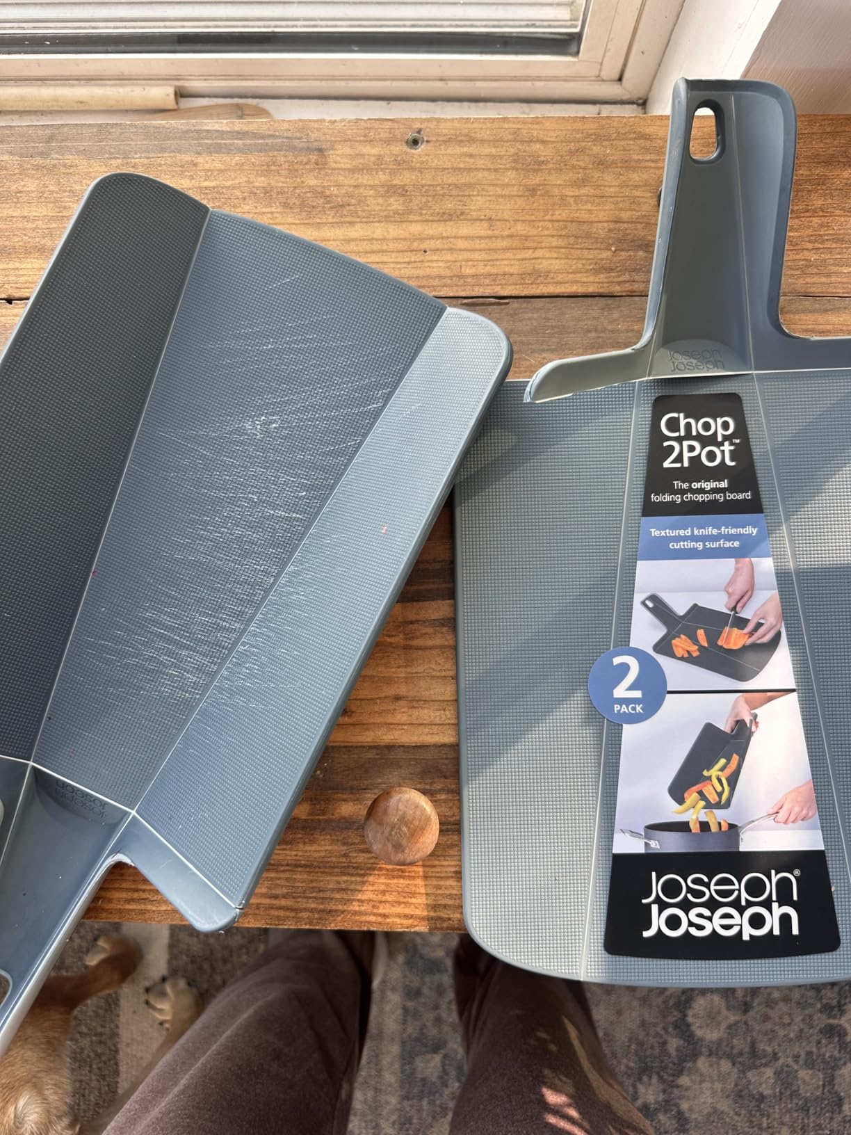 Joseph Joseph Chop2Pot Plus Foldable Plastic Cutting Boards, Easy Grip Handle, Non Slip Feet, Blue customer photo 1