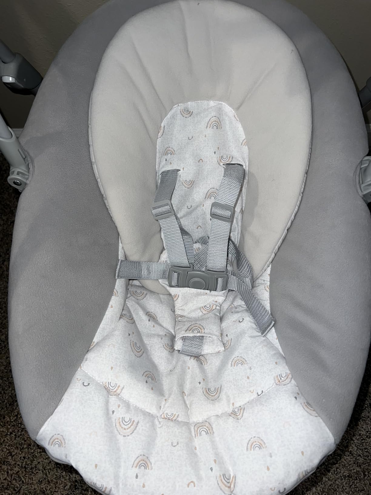 Graco Slim Spaces Compact Baby Swing, Space Saving Portable Bay Swing with Height Adjustable Legs & Soft Toys, Reign customer photo 2