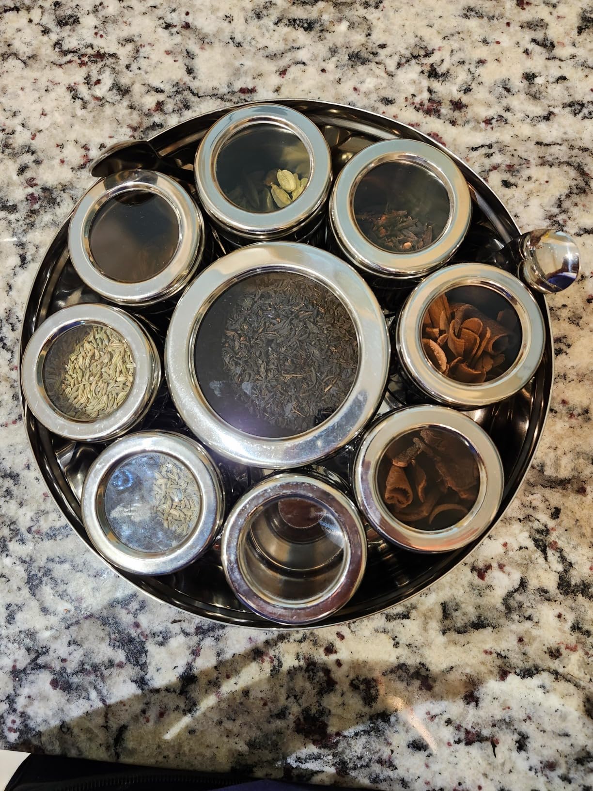 Large Spice Container Masala Dabba With 9 Compartments, Masala Box, Spice Container Box, Stainless Steel Spice Box Indian Masala Dabba with Transparent Lid customer photo 1