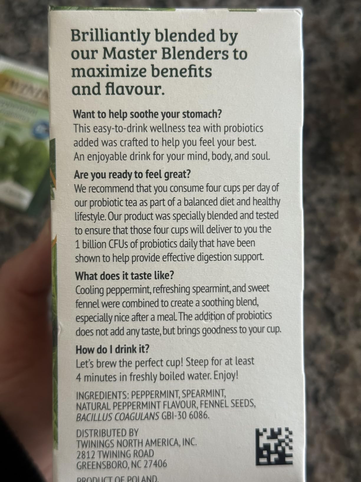 Twinings Peppermint with Probiotics Herbal Tea, 18 Count (Pack of 1), Supports Healthy Digestion, Naturally Caffeine-Free customer photo 2
