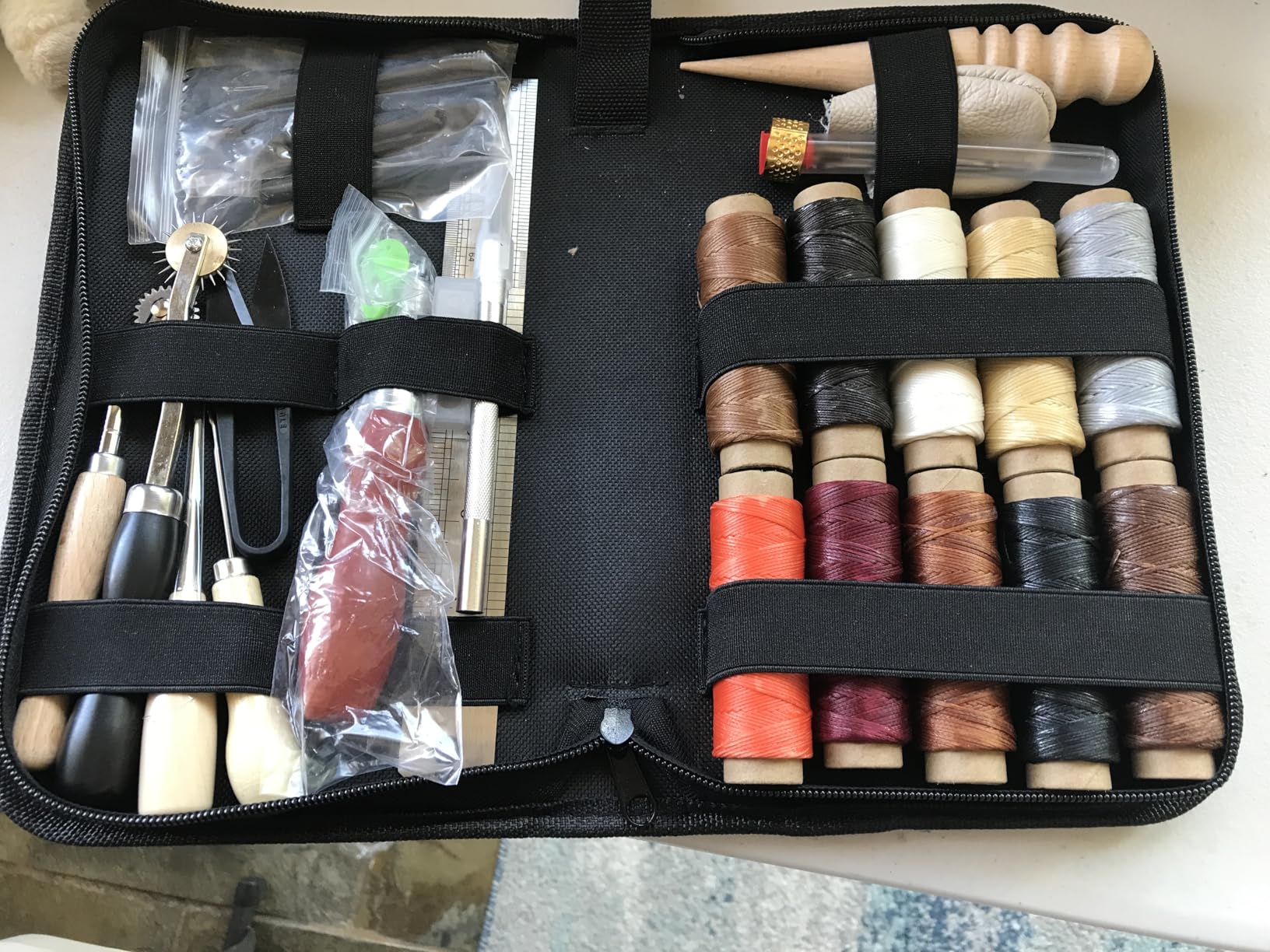 PLANTIONAL Leather Working Tools for Beginners: Professional Leather Craft Kit with Waxed Thread Groover Awl Stitching Punch for Leathercraft Adults Gifts customer photo 1