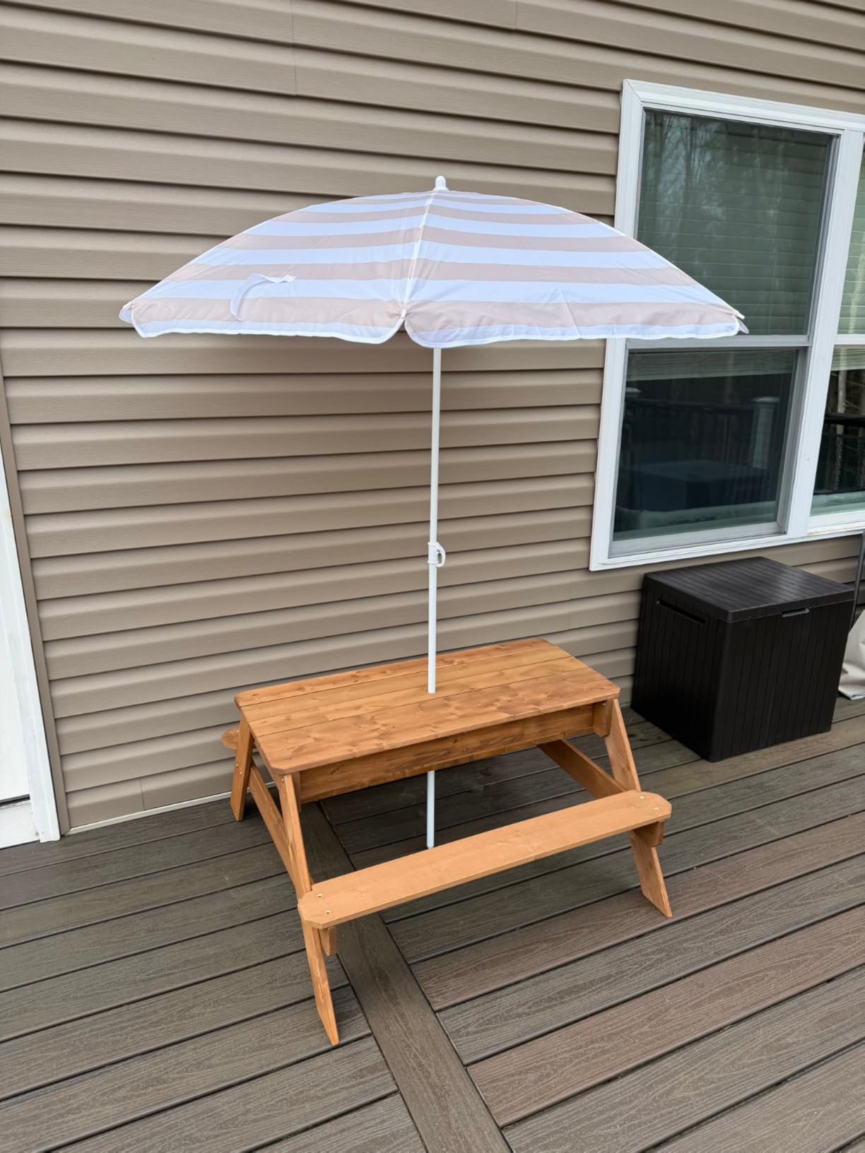Best Choice Products Kids Picnic Table with Umbrella, 3-in-1 Sand & Water Table, Outdoor Convertible Picnic Table for Toddlers, Seats 4, Removable Top, 2 Buckets - Navy customer photo 2