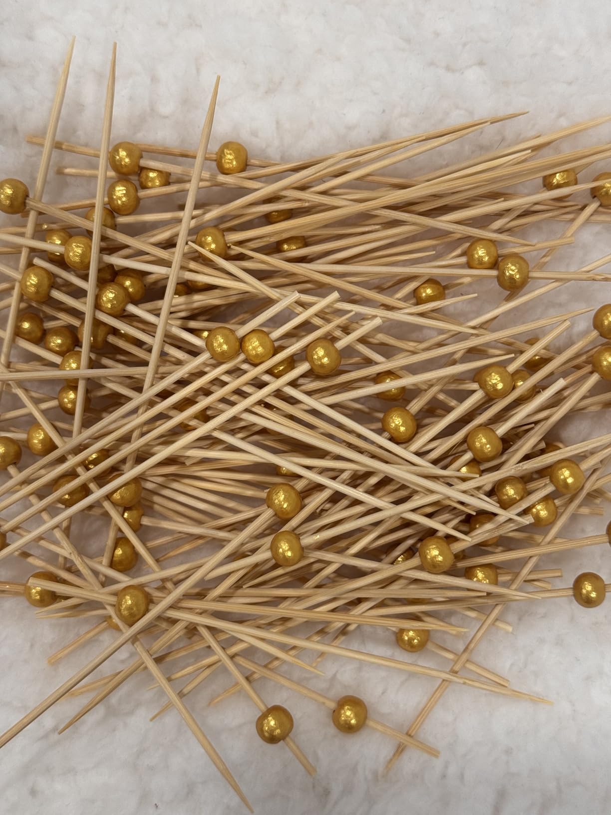 200 Pcs Cocktail Picks, 4.7 Inch Toothpicks for Appetizers, Bamboo Cocktail Sticks Skewers for Drinks, Desserts, Charcuterie, Wedding Party Fancy Toothpicks, Gold Pearl Mini Food Picks Decorative customer photo 1