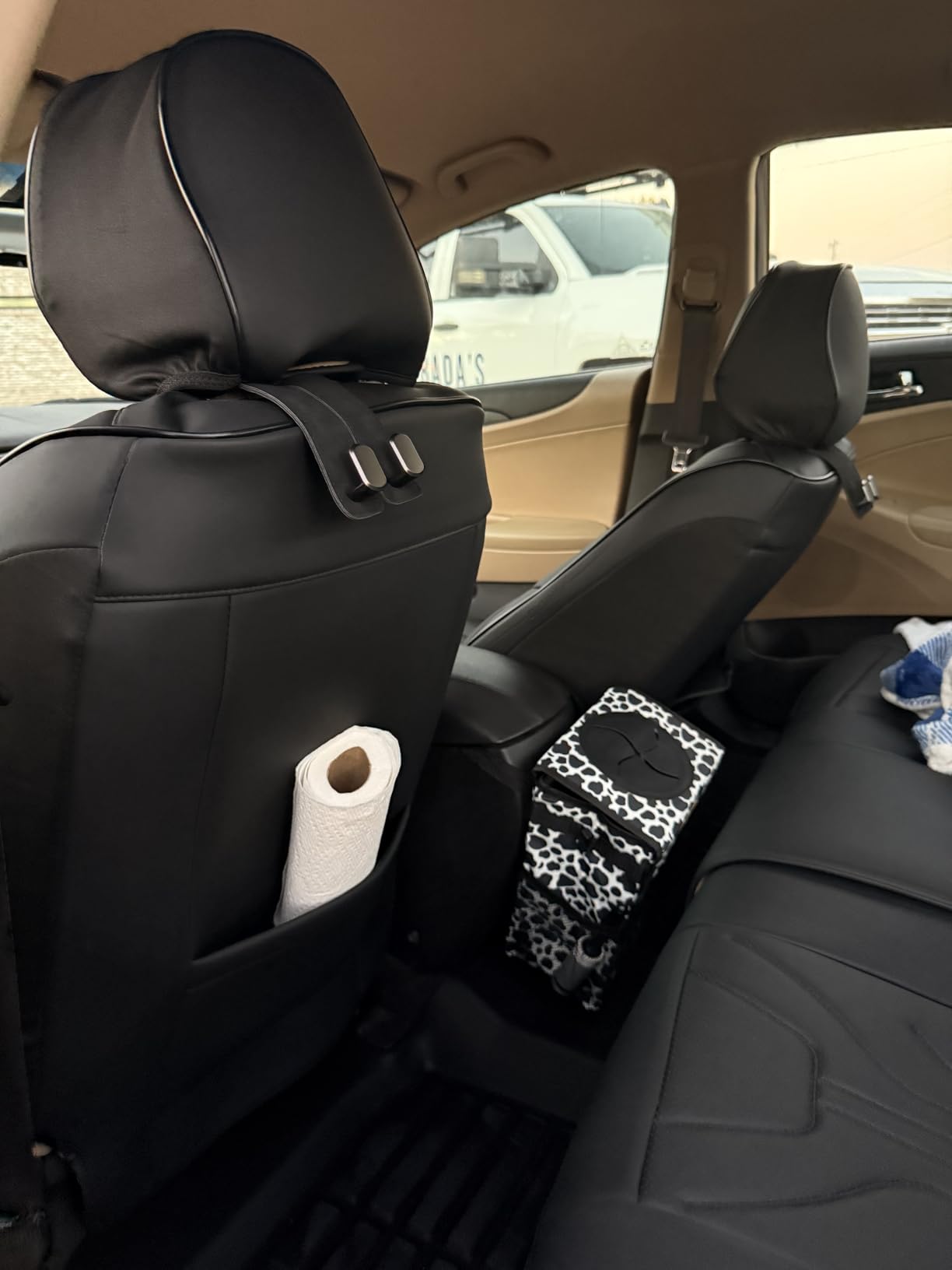 Vankor Car Trash Can Bin with Lid Hanging for Back Seat, Car Accessories for Women Men Leak Proof Automotive Garbage Cans Leakproof Vehicle Trash Can for Truck SUV Black customer photo 2