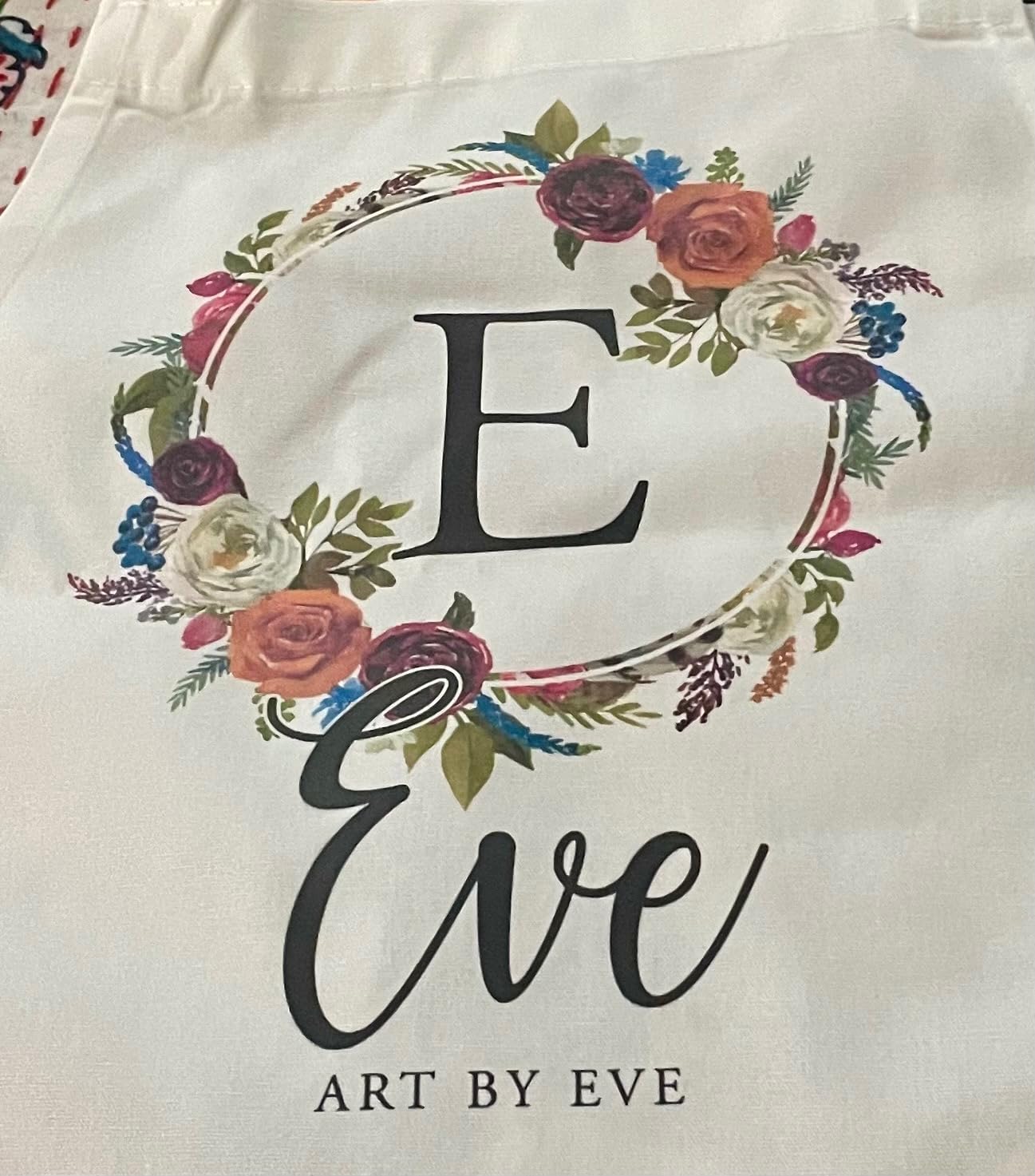 Personalized Kitchen Aprons Floral Initial Design w/Name Text - Customized Women Cooking Apron w/Pockets Custom Chef White Gifts for Baking Bbq Grill customer photo 1
