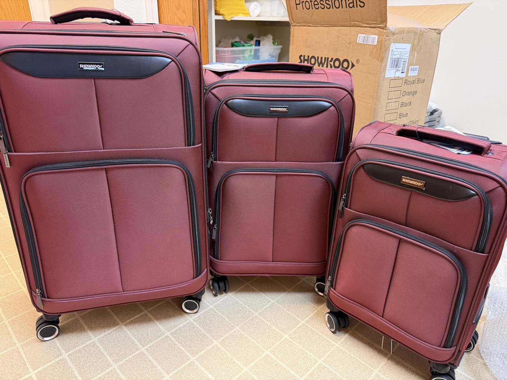 Luggage Sets 3 Piece Softside Expandable Lightweight Durable Suitcase Sets Double Spinner Wheels TSA Lock Dark Green (20in/24in/28in) customer photo 2