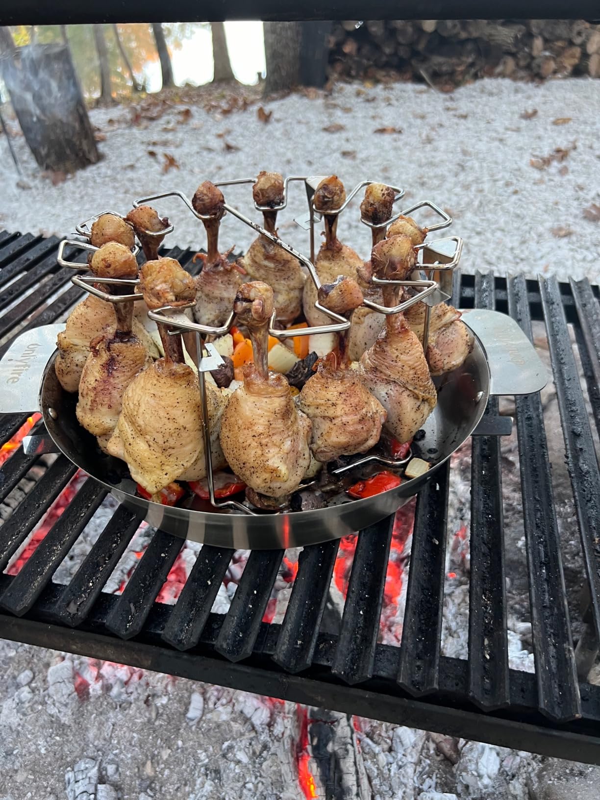 Onlyfire Stainless Steel Chicken Wing Leg Rack with Drip Pan, Hold up to 12 Chicken Legs for Weber Gourmet BBQ System, Kettle Grill, and Kamado Grill customer photo 1