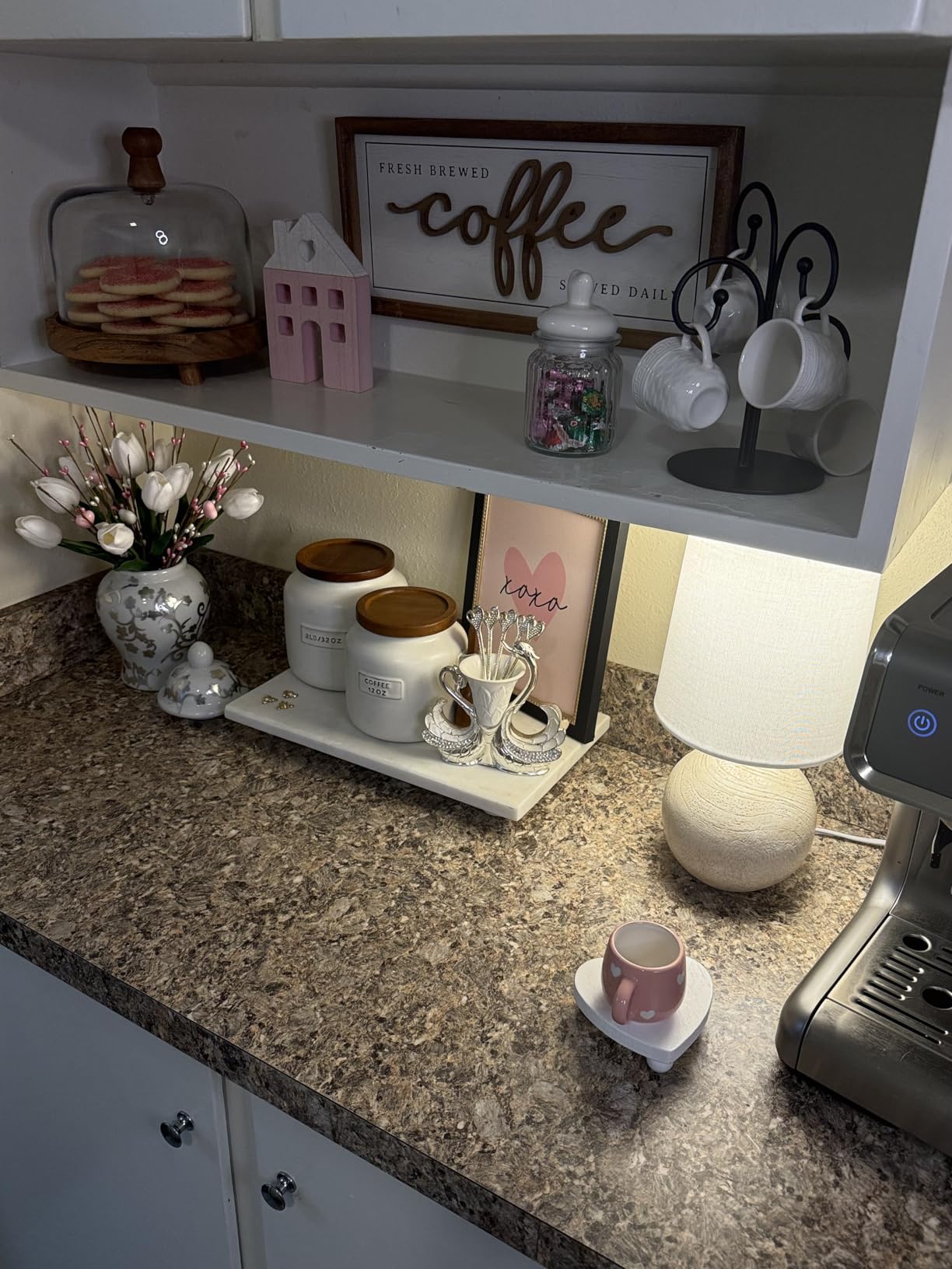 NIKKY HOME Farmhouse Coffee Signs For Bar, Vintage Wood Coffee Station Decorations For Home Counter And Kitchen, Rustic Wood Framed Hanging Wall Plaque 16x7 Inch customer photo 1