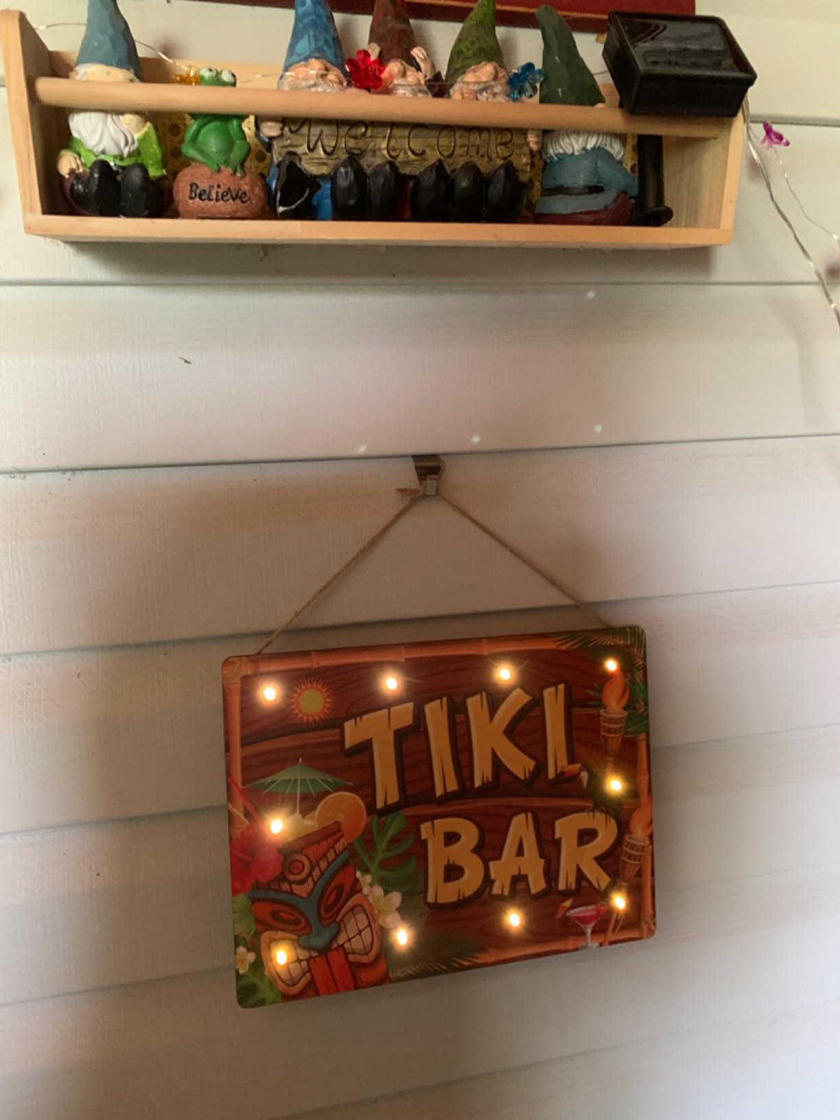 Blulu Tiki Bar Sign Hawaiian Luau Party Decoration Supplies Wooden LED Light Tiki Plaque for Aloha Hawaii Luau Tropical Birthday Party Aloha Decorations Totem Hut Hanging Sign for Home Bar Kitchen customer photo 1