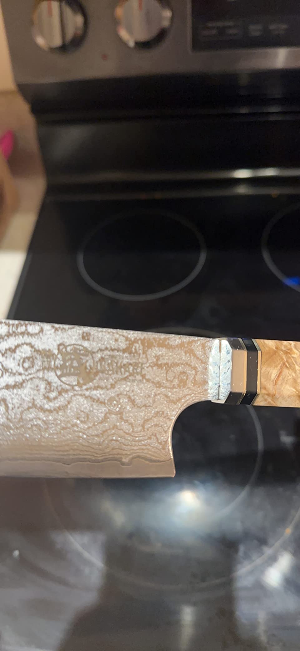 MITSUMOTO SAKARI 8 inch Kiritsuke Chef Knife & Japanese Sushi Knife, Hand Forged AUS-10 Damascus Steel with Shadowwood Handle & Sandalwood Box customer photo 1