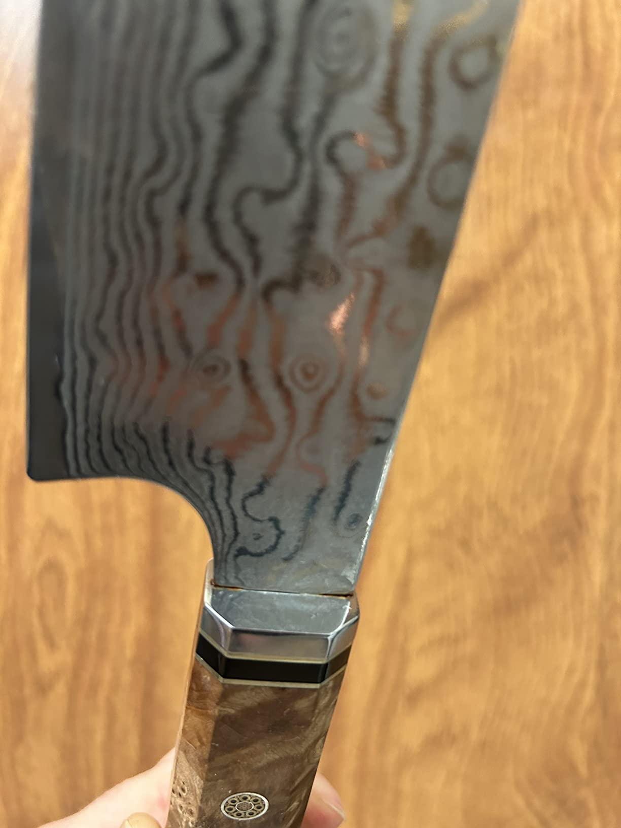 MITSUMOTO SAKARI 8 inch Kiritsuke Chef Knife & Japanese Sushi Knife, Hand Forged AUS-10 Damascus Steel with Shadowwood Handle & Sandalwood Box customer photo 2