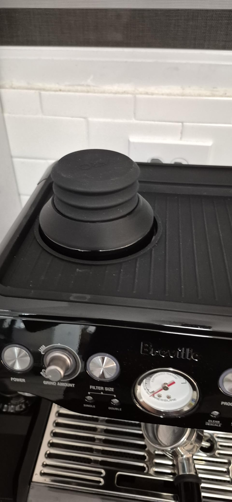 Single Dose Hopper with Silicone Bellows and Anti-Popcorning Weight | Compatible with Breville Barista Express, Pro, Touch, and Impress | Black customer photo 1