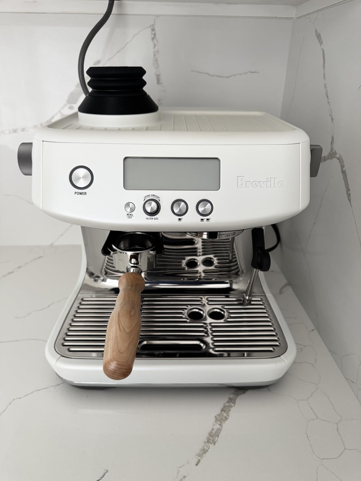Single Dose Hopper with Silicone Bellows and Anti-Popcorning Weight | Compatible with Breville Barista Express, Pro, Touch, and Impress | Black customer photo 2