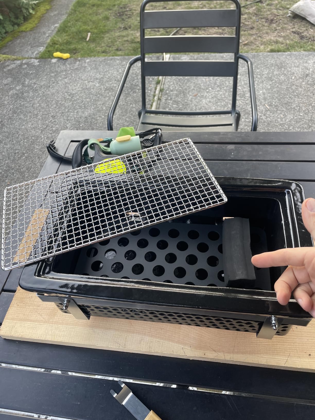 Charcoal BBQ Hibachi Grill with Grid Lifter, Portable Yakitori Grill with Stainless Steel Grate, Barbecue Stove for Outdoor Camping Picnic Patio Backyard Cooking, GS306 customer photo 1