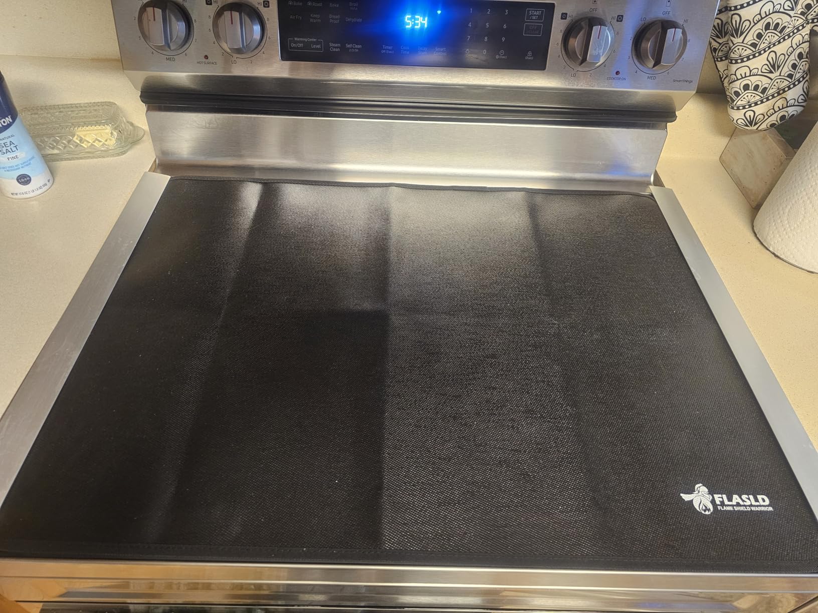 FLASLD Fireproof and Waterproof Stove Top Covers, 21×29.5 inch Electric Glass Top Stove Cover - Ceramic Glass Cooktop Protector for Flat Top Oven, Black customer photo 1