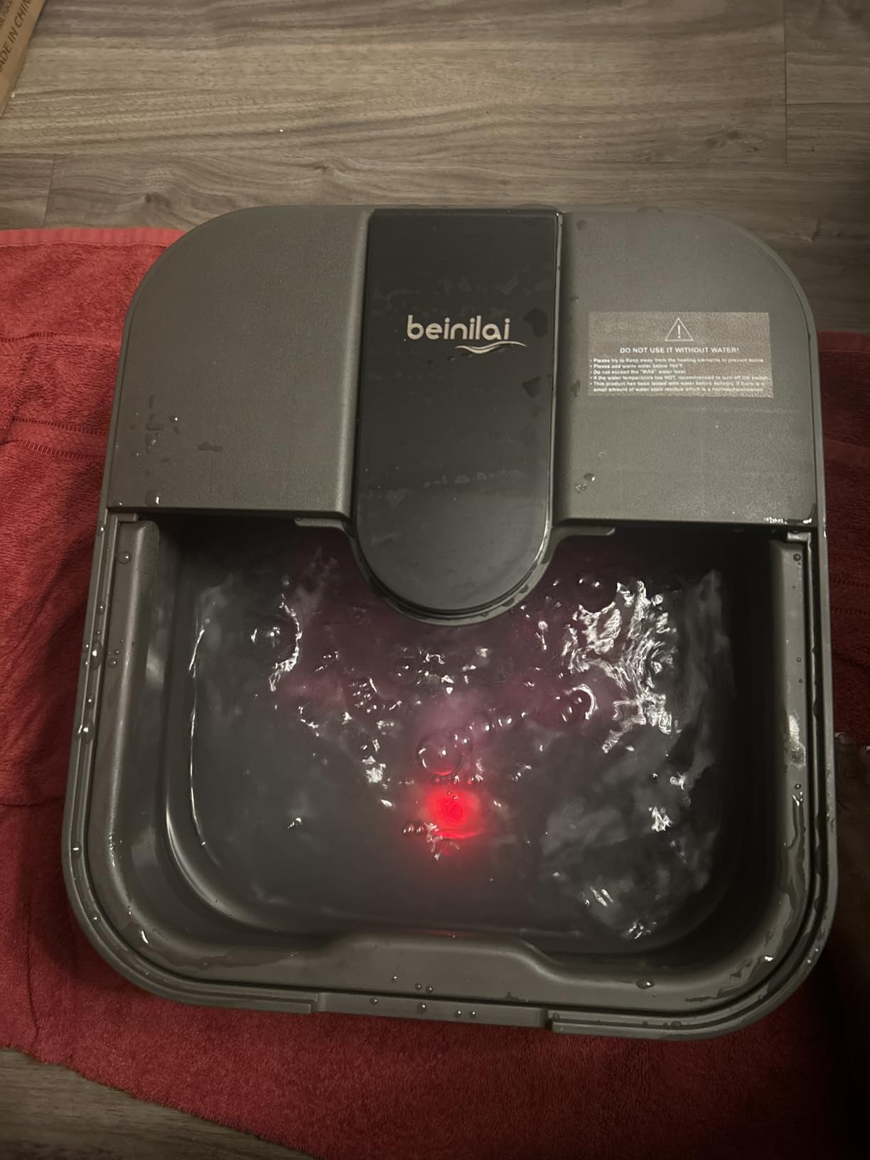 Beinilai Collapsible Foot Spa, Foot Bath with Heat and Massage and Bubble Jets, Foot Soak Tub with Six Non Motorized Rollers, Acupressure Massage Points, Red Light and Removable Pumice Stone customer photo 2