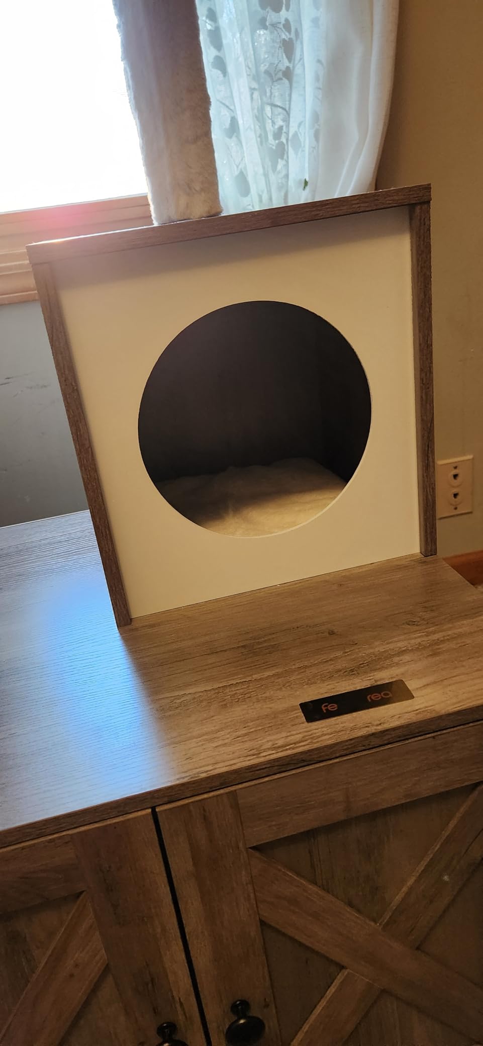 Feandrea Cat Tree with Litter Box Enclosure, 59-Inch Modern Cat Tower, 2-in-1 Condo with Scratching Posts, Washable Removable Cushion, Greige customer photo 2
