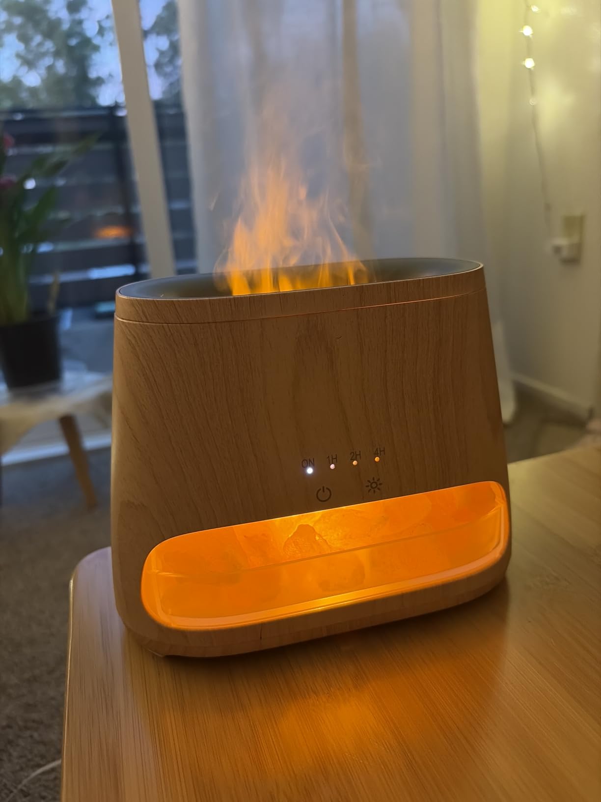 SALKING 2-in-1 Ultrasonic Essential Oil Diffuser & Himalayan Salt Lamp, Aromatherapy Diffuser Cool Mist Humidifier with Auto Off Function, 100% Pure Himalayan Pink Salt Rock, 150ml (Wooden Grain) customer photo 2