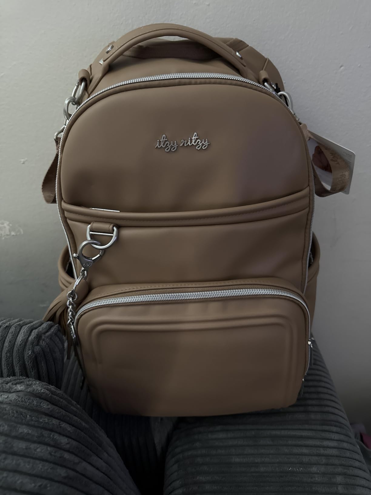 Itzy Ritzy Diaper Bag Backpack - Large Capacity Boss Plus Baby Backpack Diaper Bag Featuring 19 Pockets, Changing Pad, Stroller Clips, and Comfortable Straps (Vanilla Latte) customer photo 1