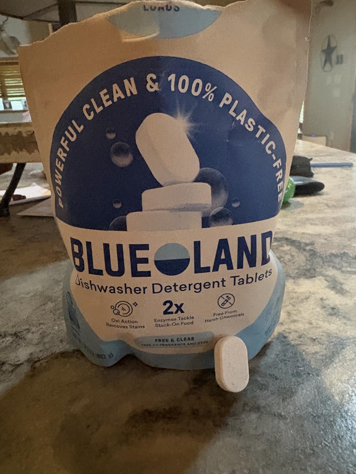 BLUELAND 100% Plastic-Free Dishwasher Detergent Tablets, 60 Count, Free & Clear, Eco-Friendly Dishwashing Pods, Natural, USDA Certified biobased customer photo 2