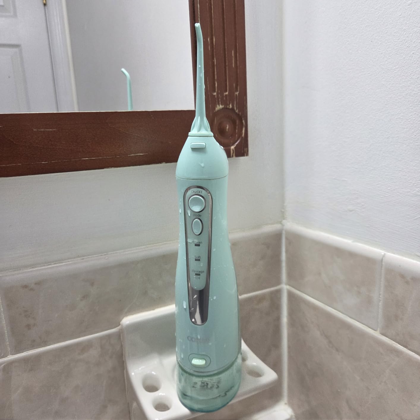 COSLUS Water Dental Flosser Teeth Pick C20: ADA Accepted, Portable Cordless Oral Irrigator 300ML Rechargeable Travel Irrigation Cleaner IPX7 Waterproof Electric Flossing Machine for Teeth, Black customer photo 1