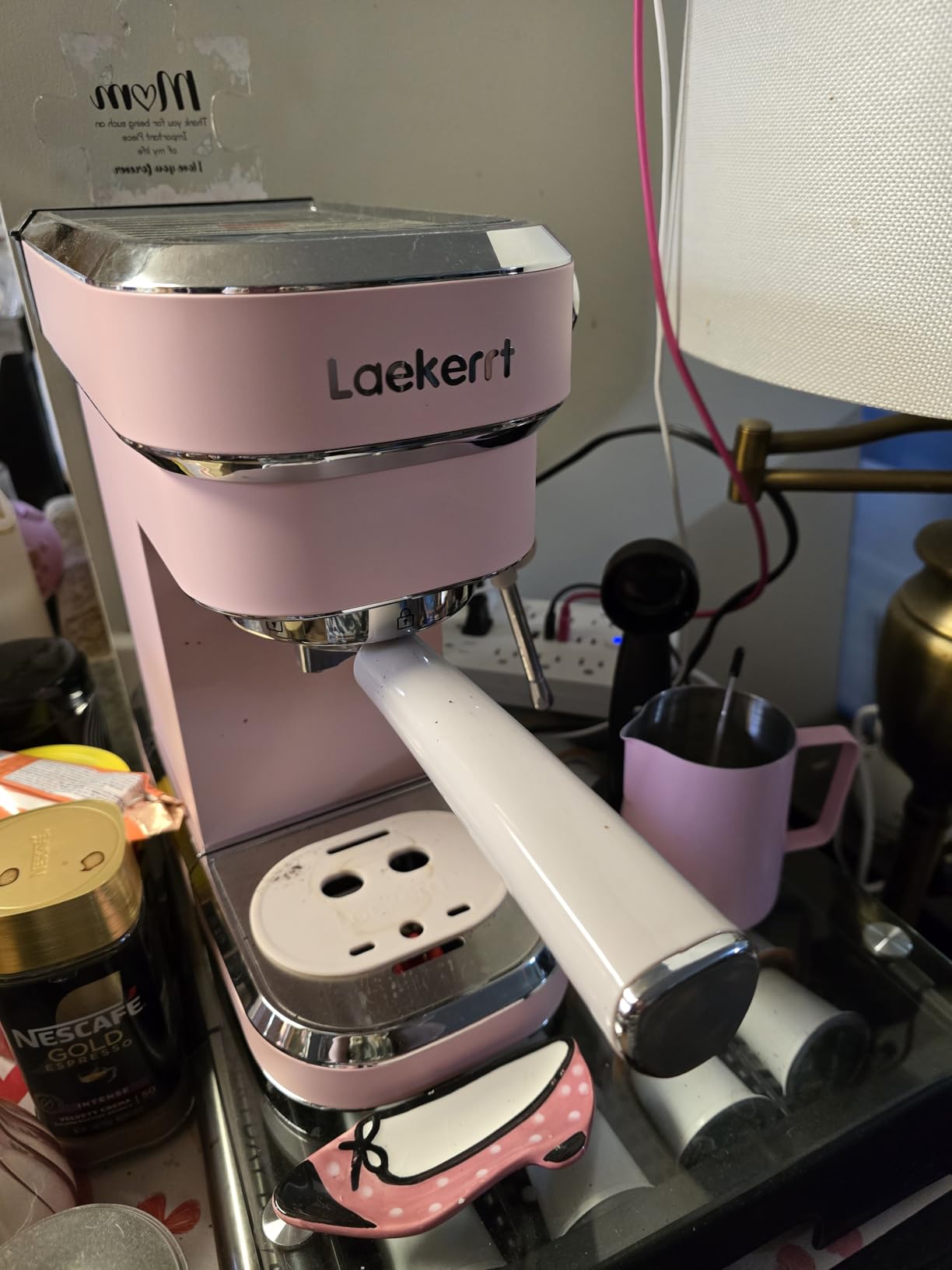 Laekerrt Professional Espresso Machine 20 Bar, Espresso Maker with Milk Frother Steam Wand, Stainless Steel Home Coffee Machines for Cappuccino and Latte, Gift for Women Wife Daughter or Mom, Pink customer photo 2