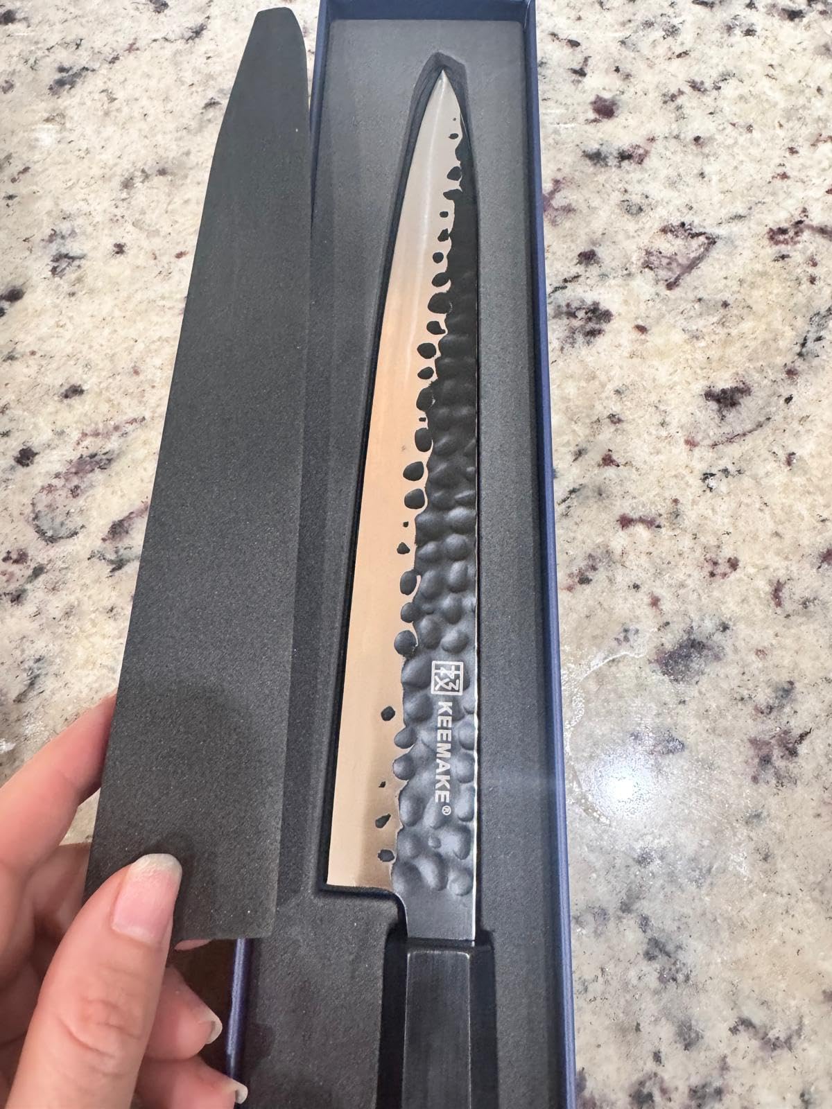 KEEMMAKE Sushi Knife Japanese Sashimi Knives 10 Inch, 440C Stainless Steel Yanagiba Knife, Kitchen Chef Knives with G10 Rosewood Handle customer photo 2
