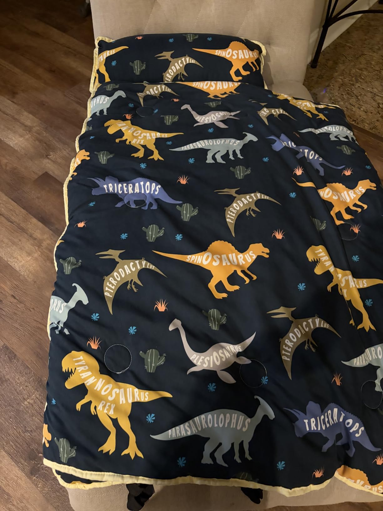 Primlect Thickened Toddler Nap Mat with Removable Pillow and Minky Blanket, Extra Large 55''x35'' Sleeping Bag, Washable, Roll up, Perfect for Daycare, Preschool, Kindergarten, Boys and Girls Dinosaur customer photo 2