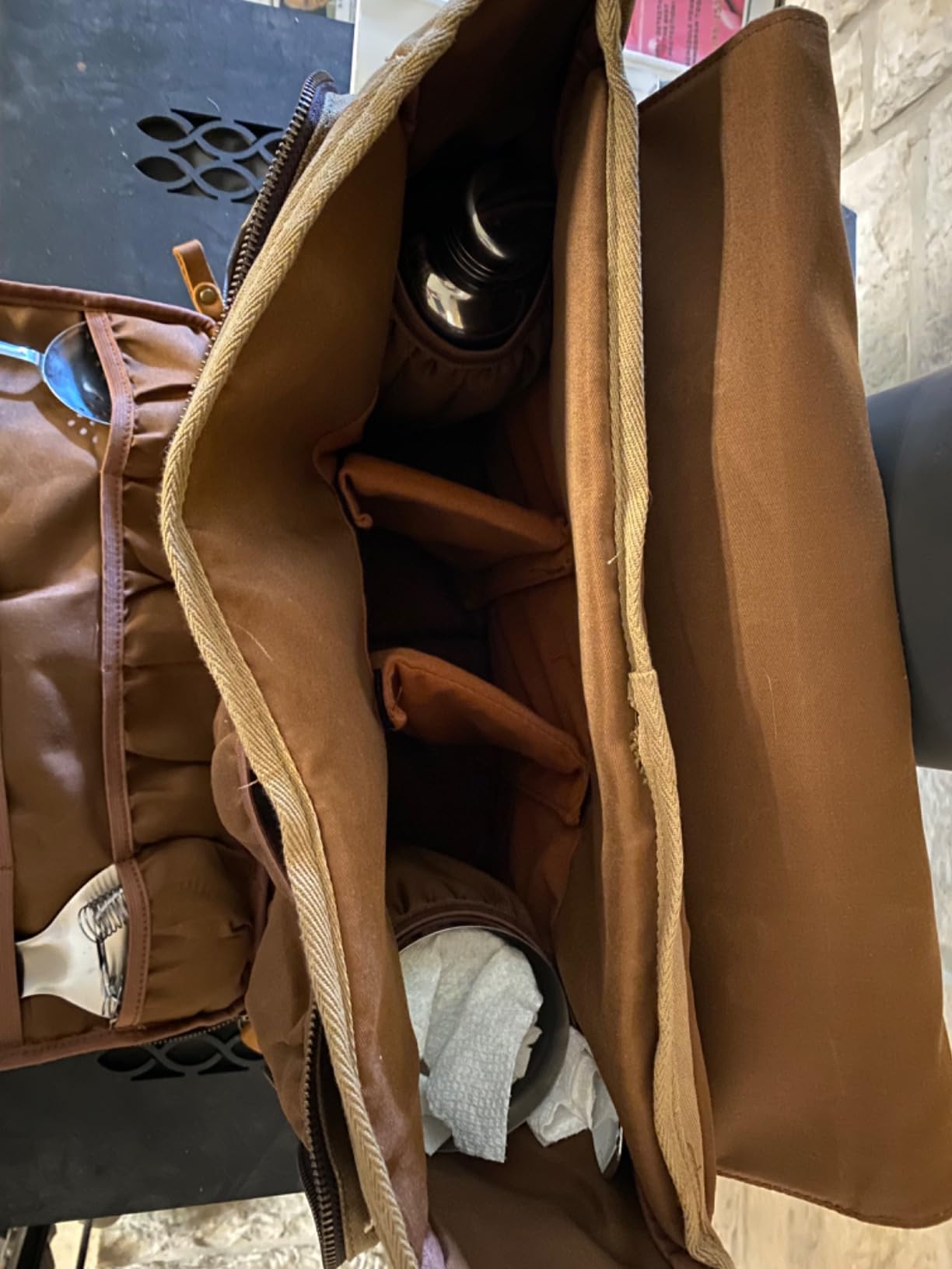 Lodrid Vintage Bartender Kit Bag with Flexible Compartments for Wine, Leather Waxed Canvas Bartender Tote with Removable Dividers, Bar Bag with Handle and Shoulder Strap, Case Only, Patent Design customer photo 2