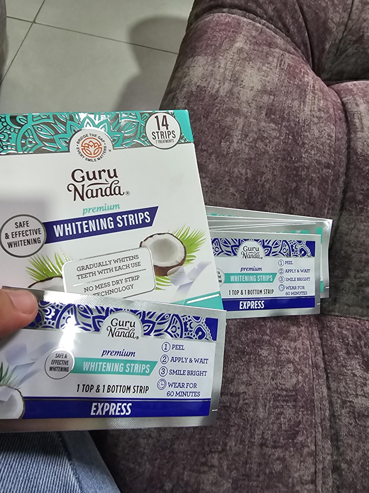 GuruNanda Teeth Whitening Strips - 7-Day Treatment with Non-Slip, Dry Strip Technology - Whitening Designed with Care for a Brighter Smile customer photo 2