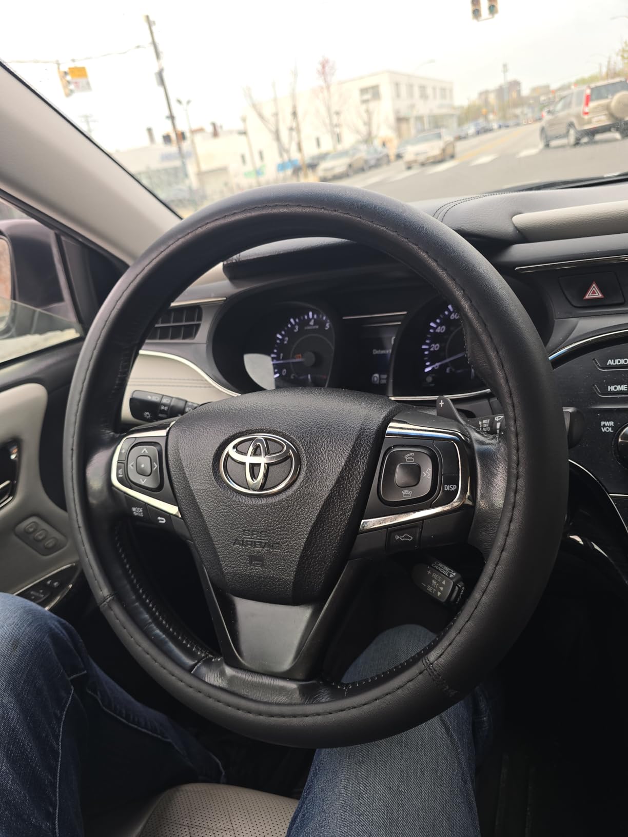 HOTOR Car Steering Wheel Cover - Universal Car Accessory, Leather Cover with Anti-Slip Lining, 14.5