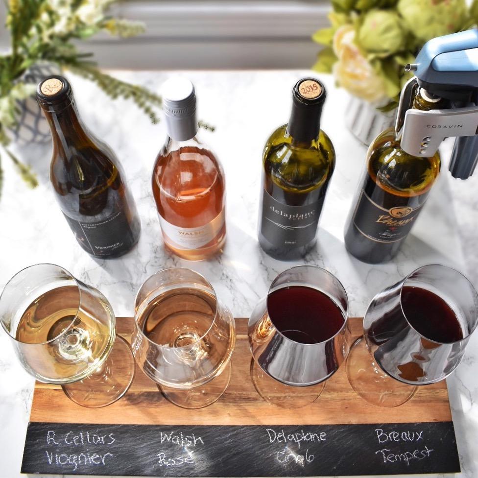Twine Easy Wine Flight Server, Wine Tasting Carrier Board, Holds 4 Stemmed Wine Glasses, Acacia Wood Serving Tray, Set of 1 customer photo 2
