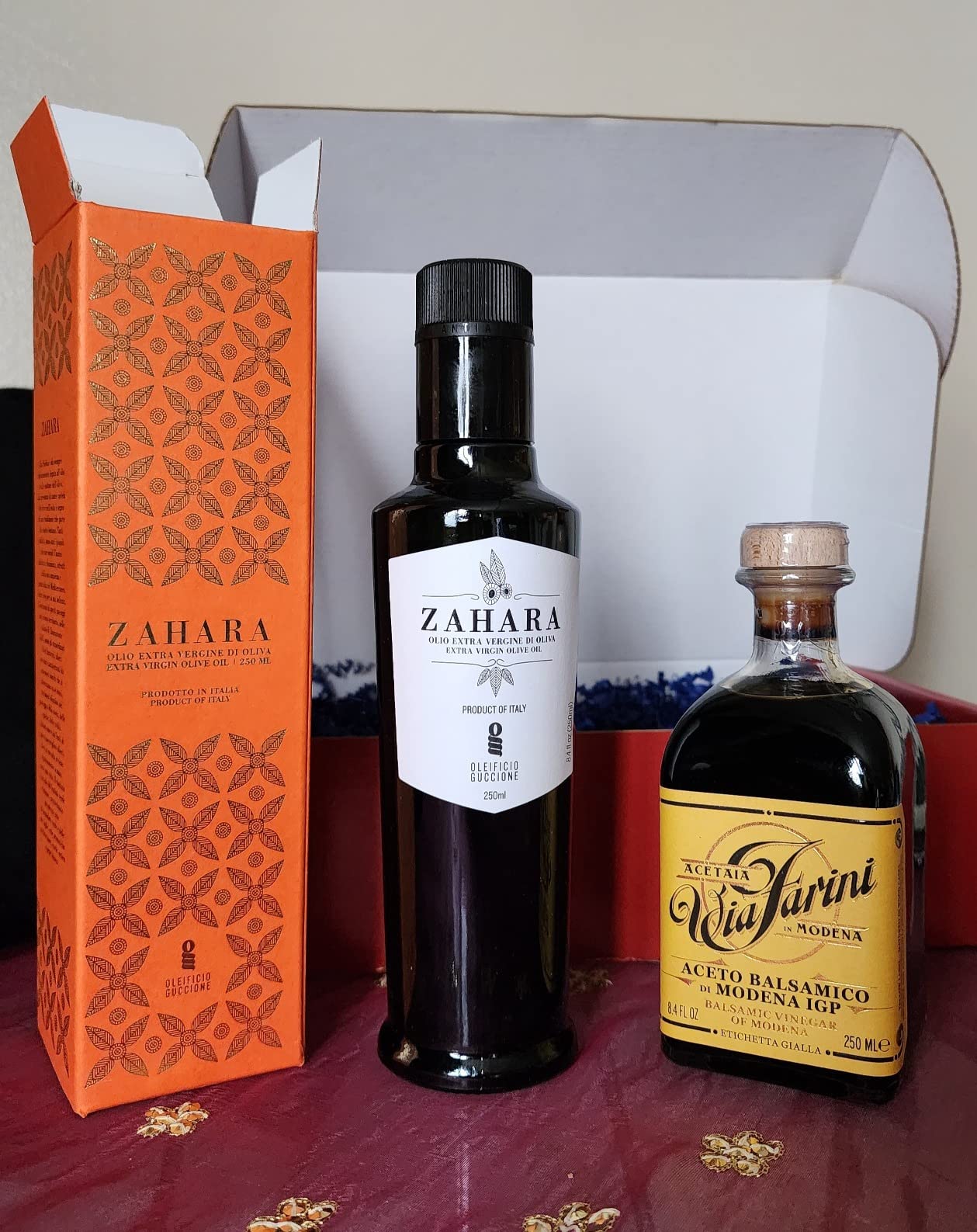 Brava Giulia Gift Box - Sicilian Cold Pressed Extra Virgin Olive Oil and Aged Balsamic Vinegar of Modena - Imported from Italy - 2 Bottle Set (8.45 fl oz Each) customer photo 2