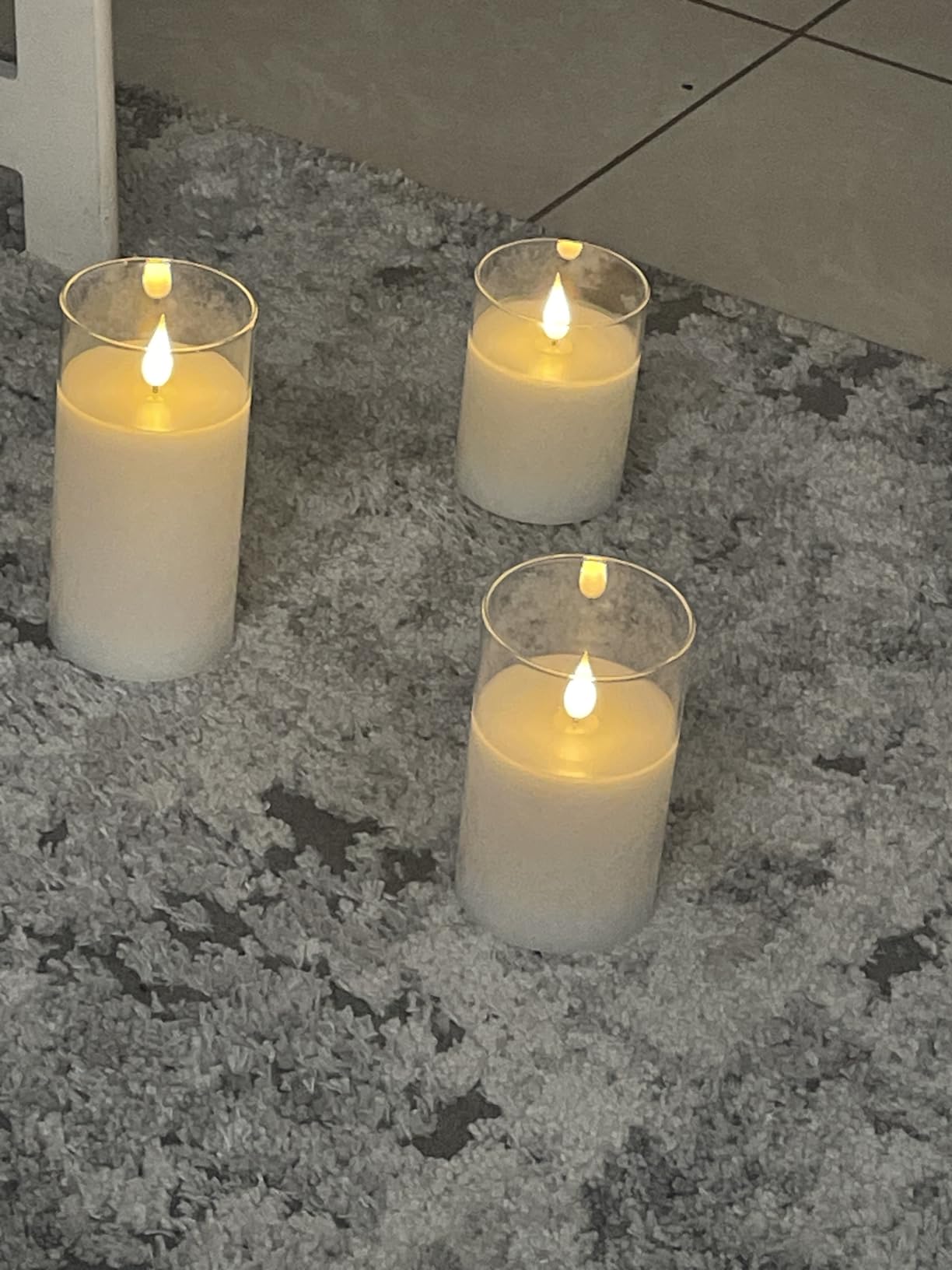 Rechargeable Flameless Glass Pillar Candles - Set of 3, Realistic Flickering LED Light, Remote & Timer, Ideal for Living Room, Bedroom & Birthday Gifts customer photo 1