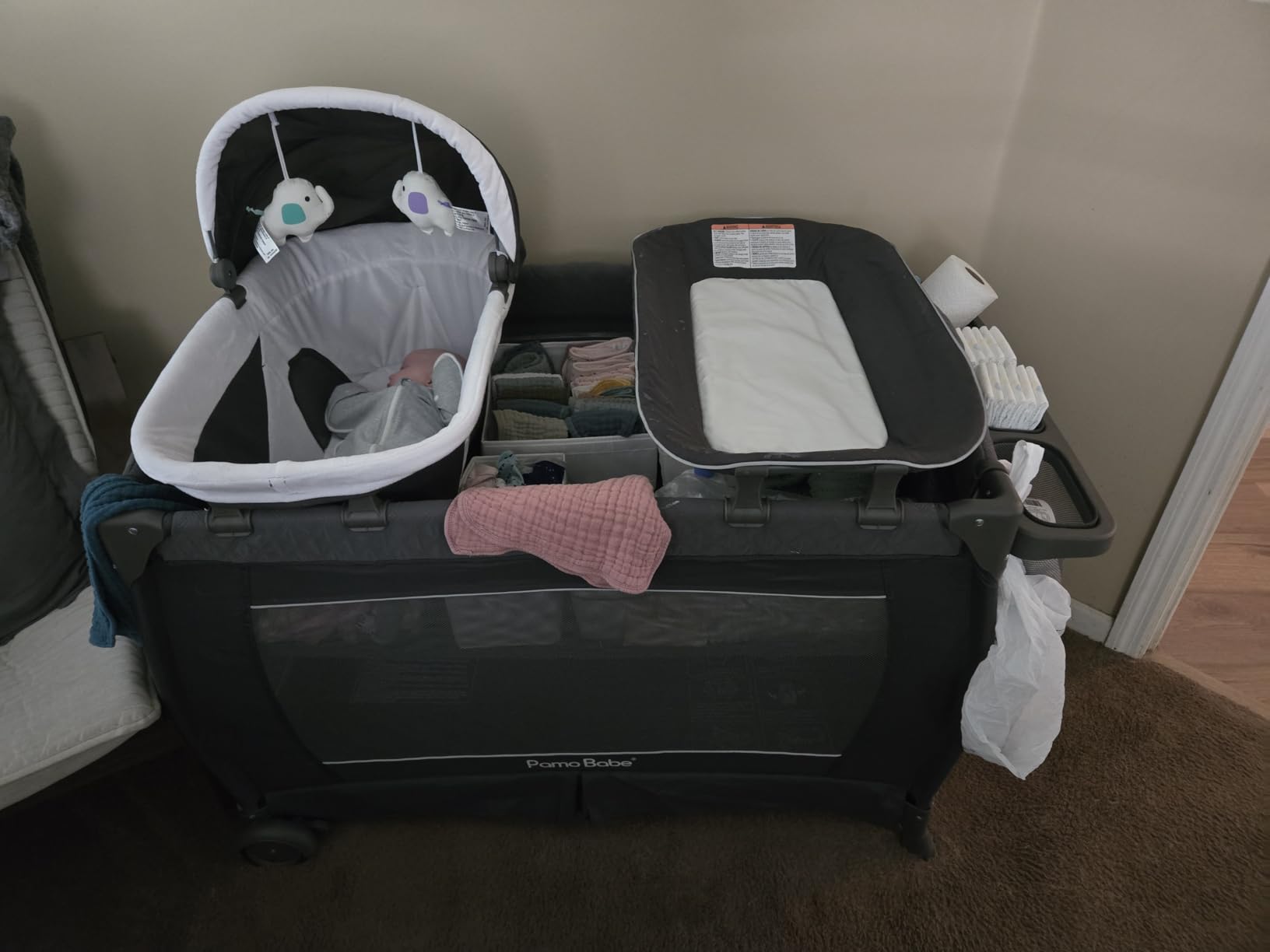 Pamo Babe Pack and Play with Bassinet Baby Playpen Foldable Playard with Changing Table Portable 4 in 1 Baby Playard customer photo 1