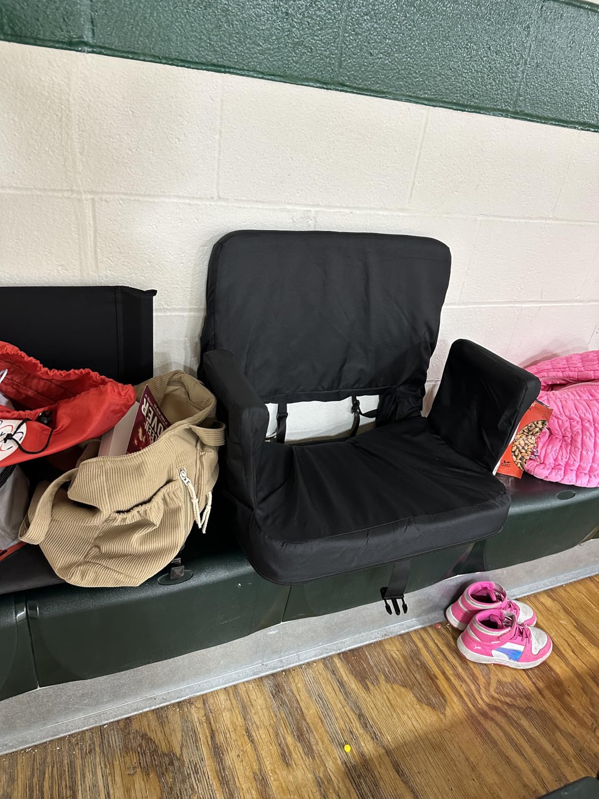 TOPSKY Stadium Seat for Bleachers with Back Support, 3-Position Reclining Stadium Chair with Armrests, Thick Padded Cushion, Foldable Bleacher Seat with Hooks(Black) customer photo 2