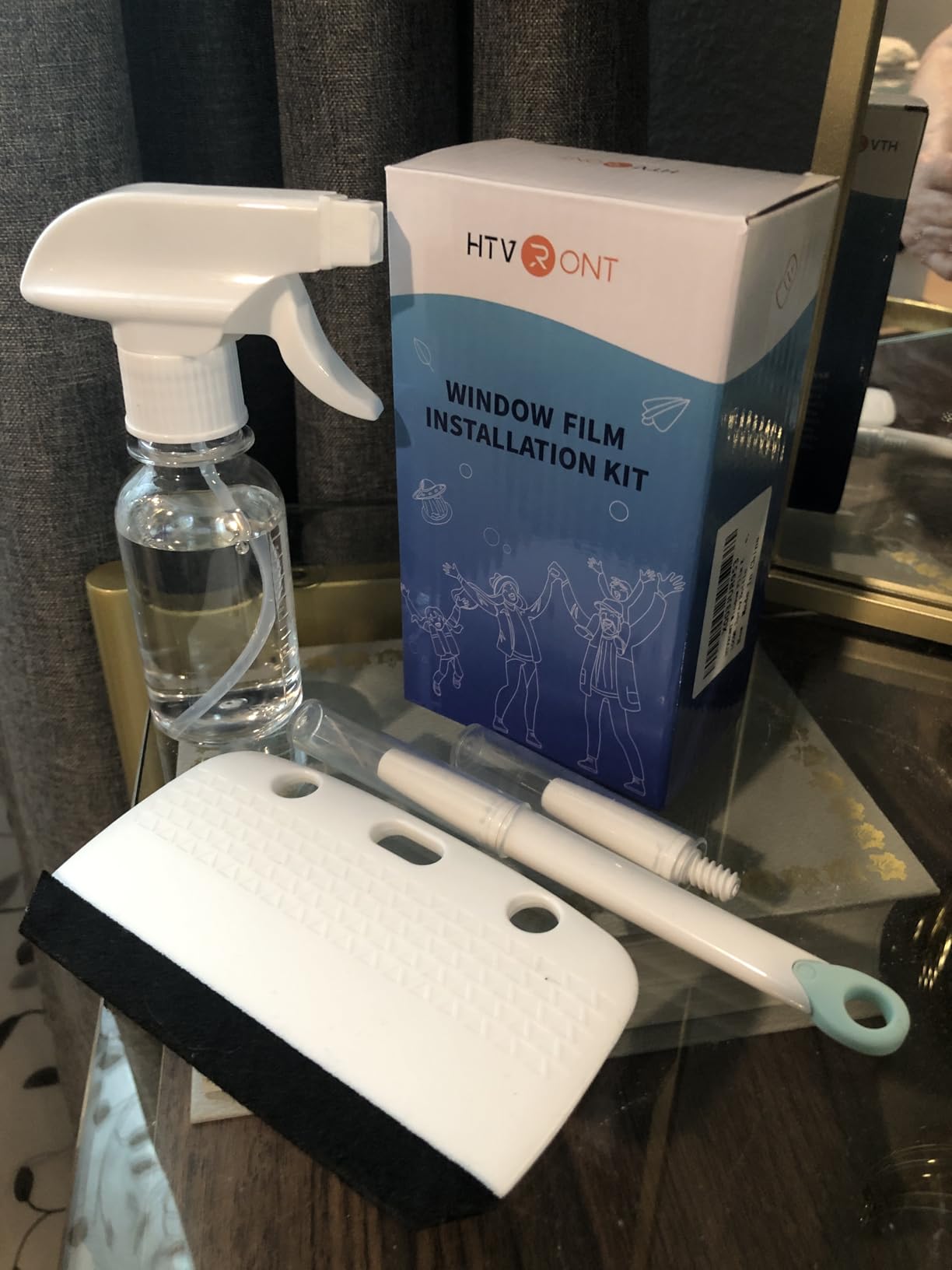 HTVRONT Window Film Kit - 4 Pcs Window Privacy Film Installation Tools, Easy to Apply Glass & Car Windows Tint Kit, Includes Felt Squeegee, Detachable Knife & 1 Extra Blade, 100ML Spray Bottle customer photo 2