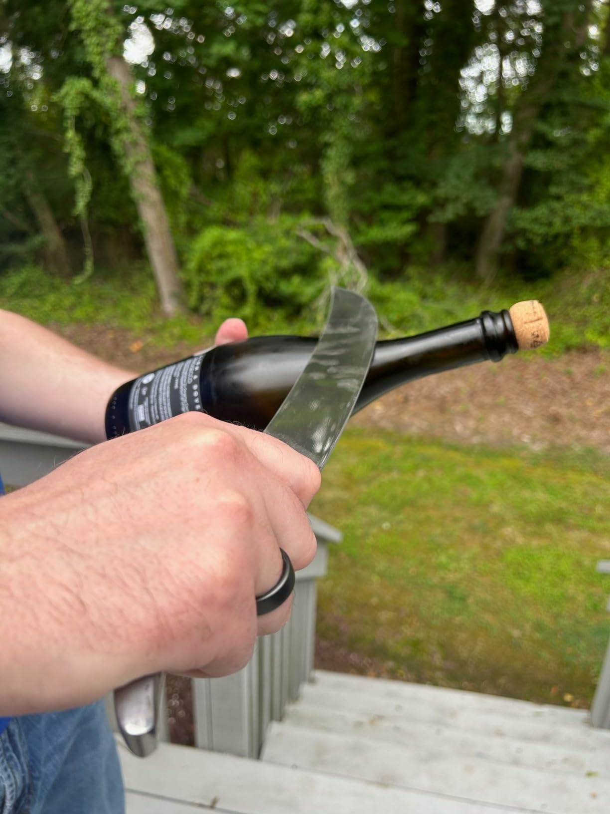 LUVCOSY Champagne Saber with Gift Box, Laguiole Style Champagne Sword with Olive Wood Handle, Stainless Steel Blade Sabrage Sword, Wine Bottle Opener for Christmas Wedding (13.7'') customer photo 1