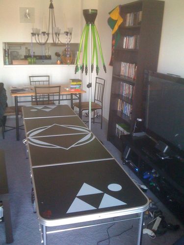 8' Folding Beer Pong Table with Bottle Opener, Ball Rack and 6 Pong Balls customer photo 1
