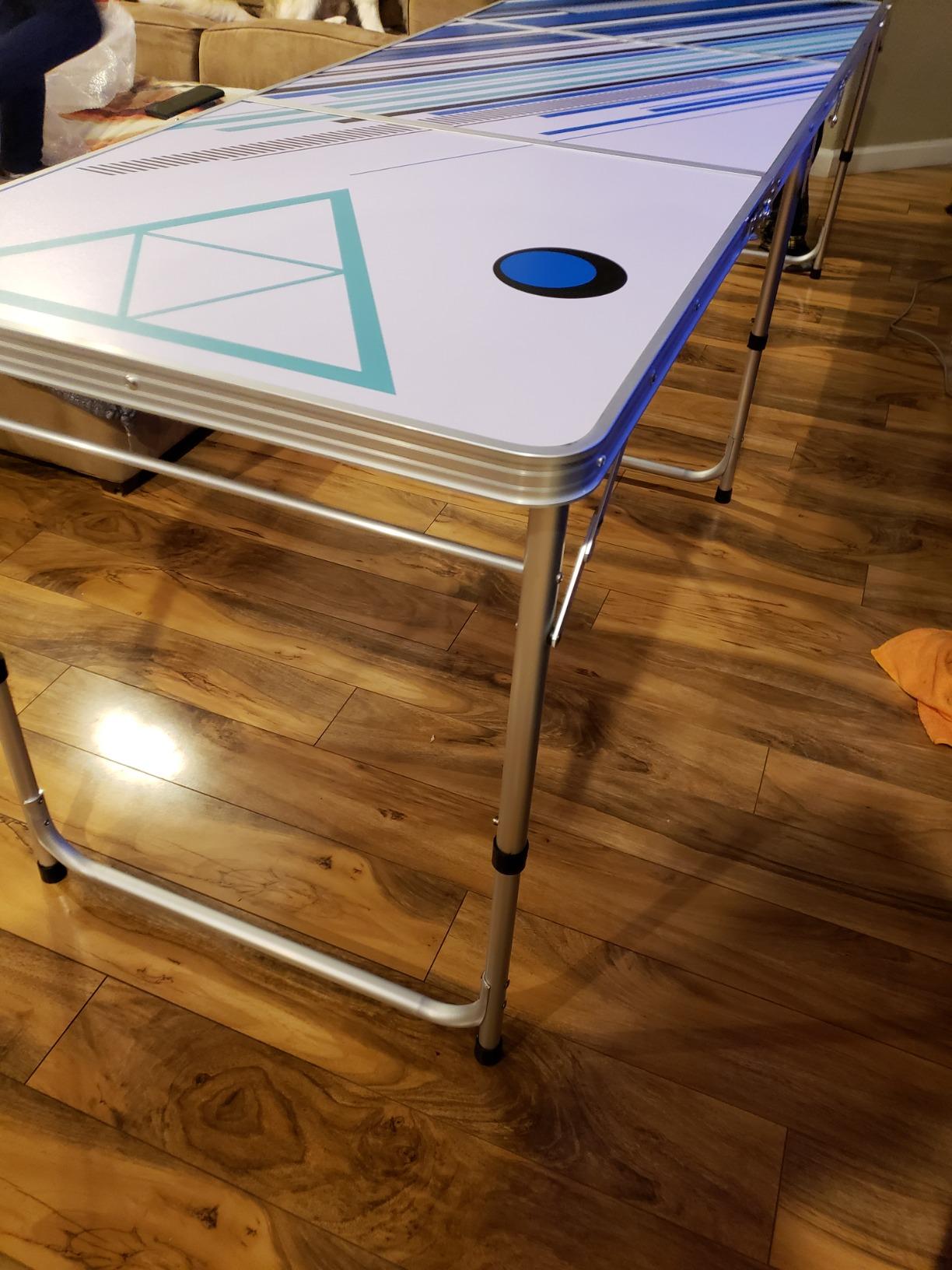 8' Folding Beer Pong Table with Bottle Opener, Ball Rack and 6 Pong Balls customer photo 2