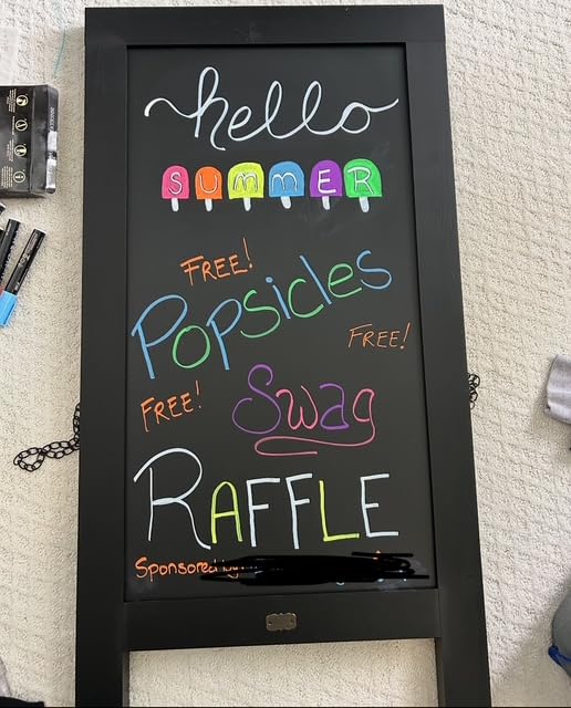 A Frame Chalkboard by HBCY Creations: 24x48 Solid Wood A-Frame Sign Rustic Brown Double-Sided Magnetic Board, Chalkboard Menu Board, for Restaurants, Cafes, Weddings - Heavy Duty Hinges customer photo 1