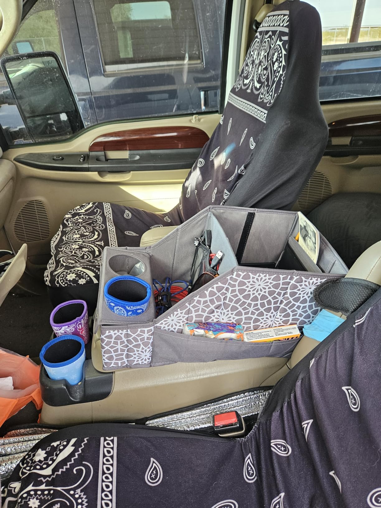 MULISOFT Car Seat Organizer- Backseat Car Organizer with 11 Storages Compartments and 2 Cup Holders, Organizers and Storage, Front Seat for Travel Kids,Black customer photo 1