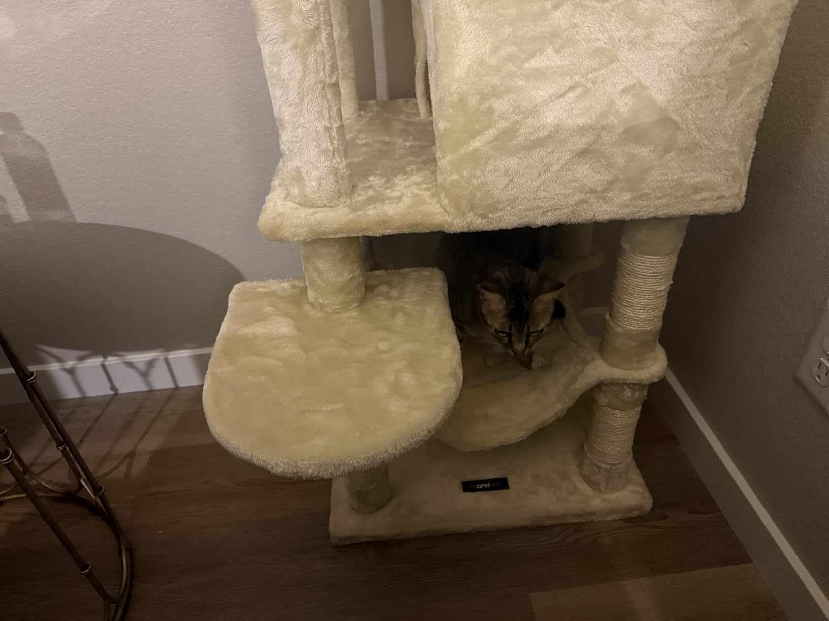 Feandrea Cat Tree, 59.5-Inch Tall Cat Tower, Plush Multi-Level Condo with 5 Scratching Posts, 2 Perches, 2 Caves, Hammock, 2 Pompoms, Light Gray customer photo 1